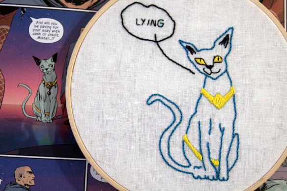 Lying Cat from Saga embroidery