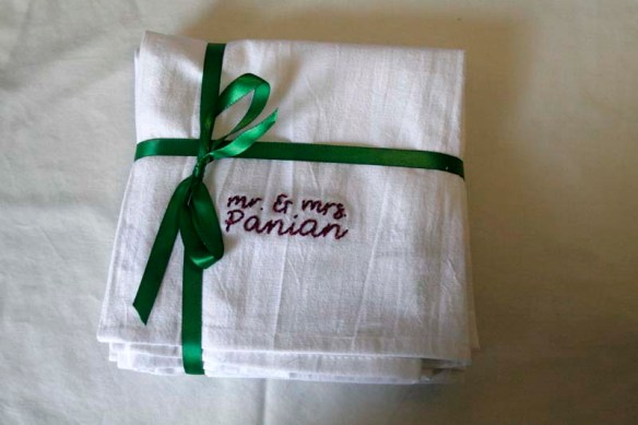 wedding present embroidered hand towels