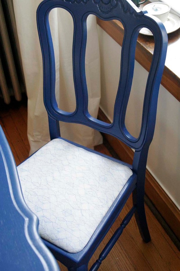 painted, recovered chair