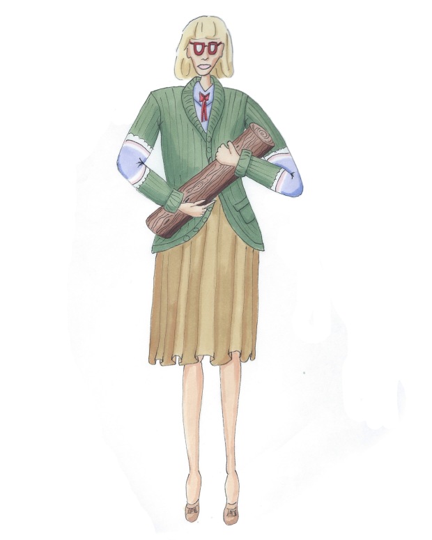 illustration of the log lady from twin peaks